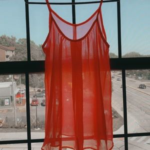 Neon Pink Sheer Flowy Tank